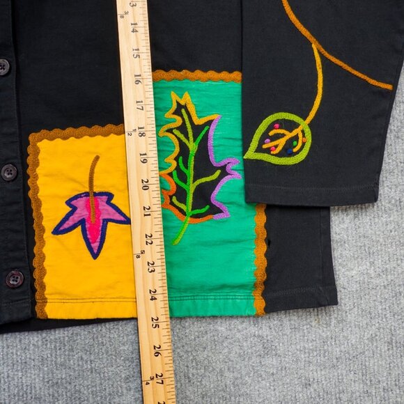 Michael Simon Lite Fall Festival Leaf Cardigan Embroidered Art to Wear Size XL - Picture 9 of 11